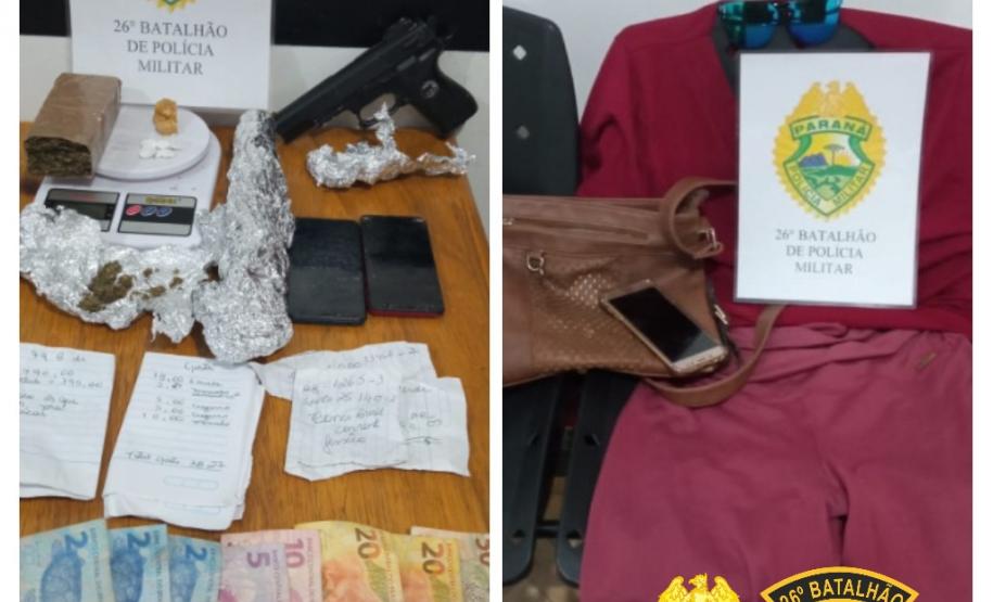 PM prende mulher logo após furto e apreende simulacro e porções de drogas nos Campos Gerais