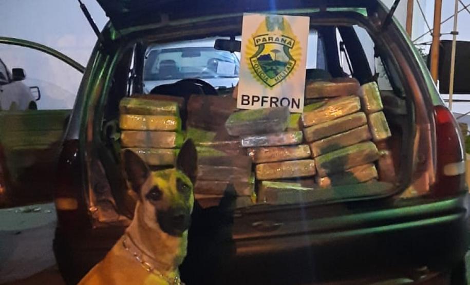 Ação integrada do BPFron com a Polícia Federal resultam na apreensão de 185 quilos de maconha e dois quilos de murruga na região fronteiriça do Paraná