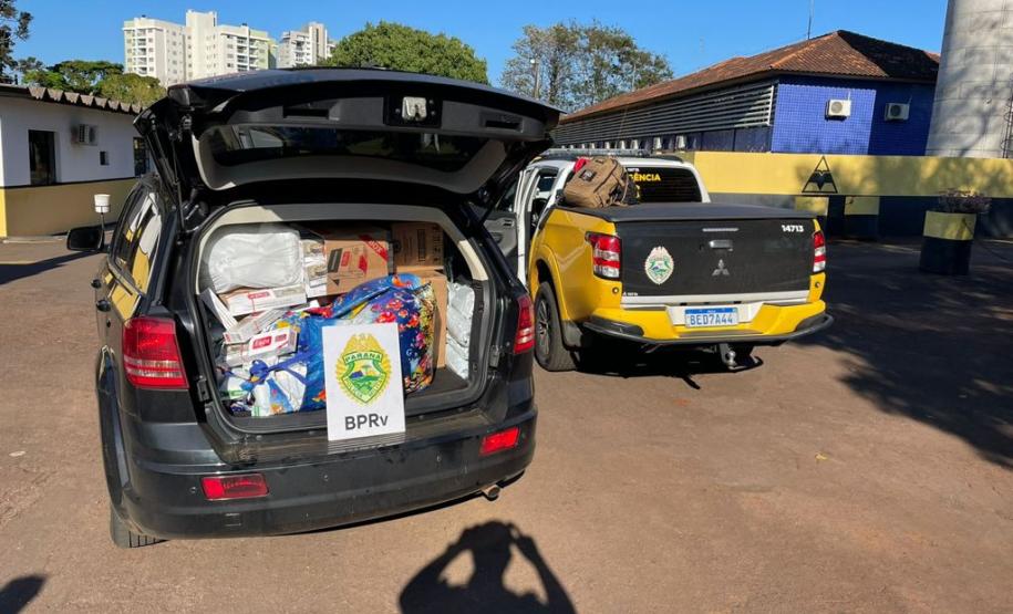 Carro carregado com cigarros e inseticidas contrabandeados é apreendido pelo BPRv em Cascavel