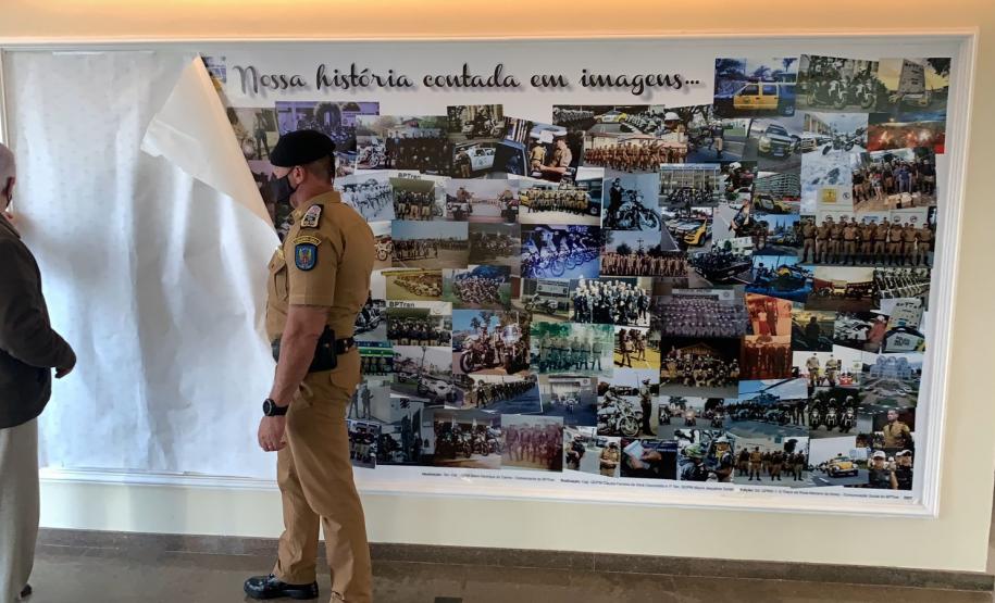 BPTran parabeniza militares estaduais e resgata histórico da unidade com painel de fotografias