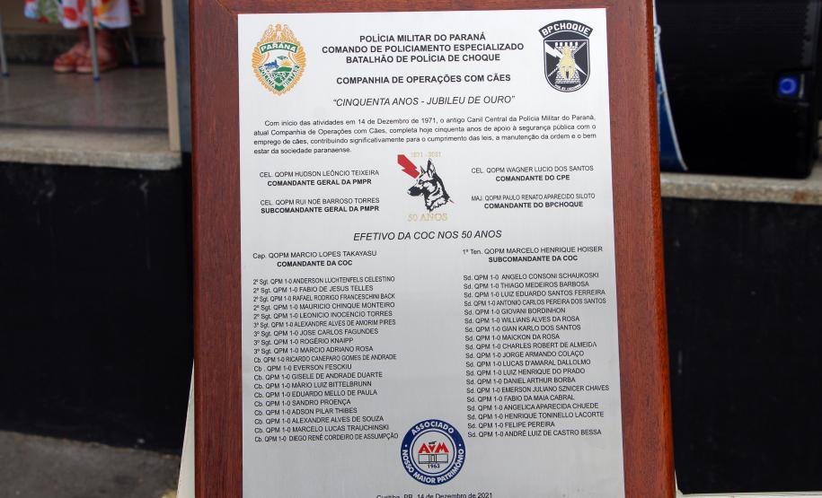 Canil do BPChoque comemora 50 anos de criação com entrega de medalhas em Curitiba