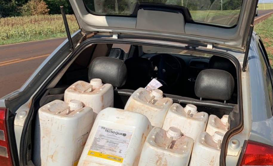 BPRv apreende carro carregado com 300 litros de herbicida no Oeste do estado