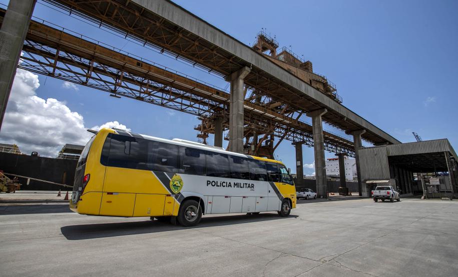 Trabalho de segurança do Porto de Paranaguá pauta aula prática do Curso Superior da PMPR