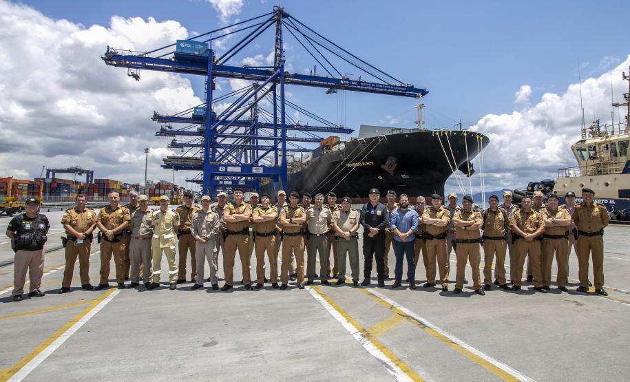 Trabalho de segurança do Porto de Paranaguá pauta aula prática do Curso Superior da PMPR