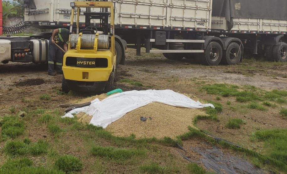 PM recupera 35 toneladas de cevada e insumo agrícola desviados em Paranaguá, no Litoral do estado
