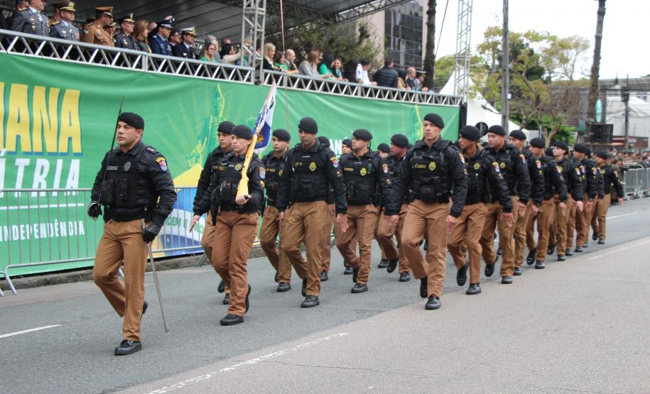 Tropas da Polícia Militar participam do desfile cívico-militar alusivo ao Dia da Independência.