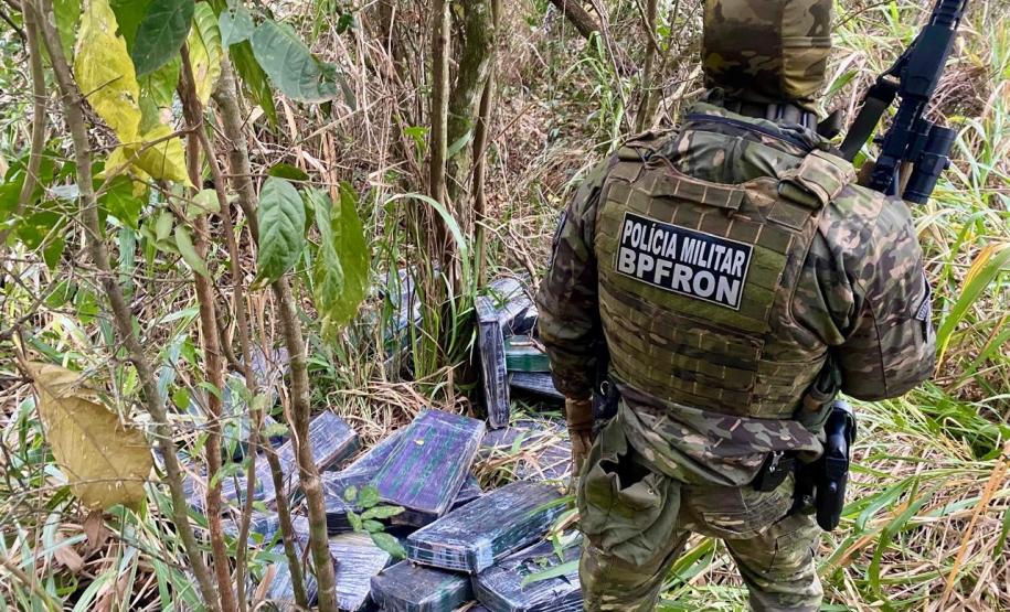 Foram encontrados e apreendidos aproximadamente 469,5 kg de maconha
