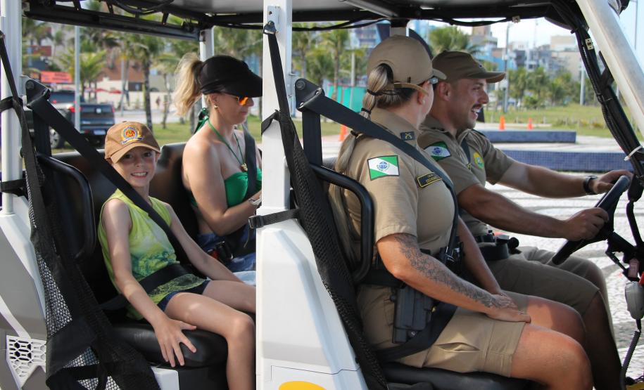 Cinto afivelado e sorriso no rosto: a “Voltinha UTV PMPR” conquista a criançada no litoral