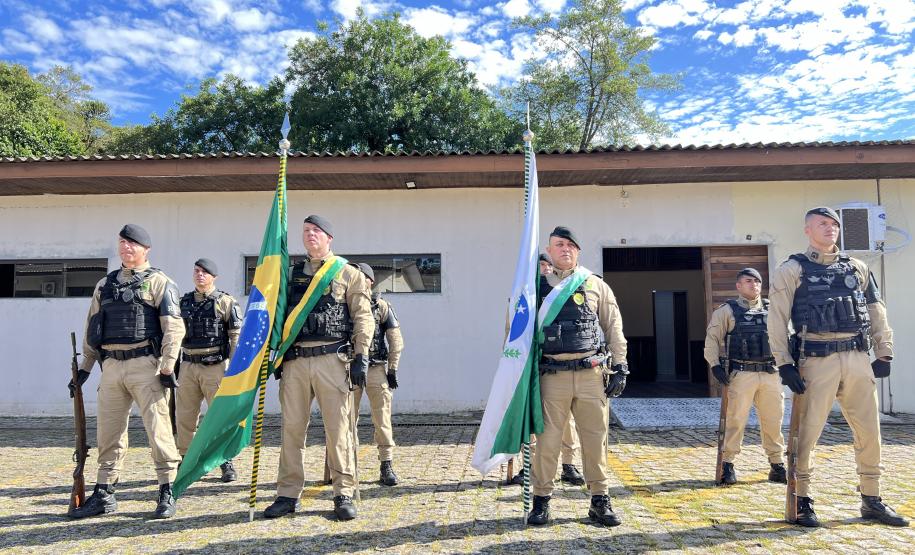 O ato marcou a entrega do comando do tenente-coronel Luiz Alexandre Murbach Soares ao major Paulo Fernando Pires Ribeiro