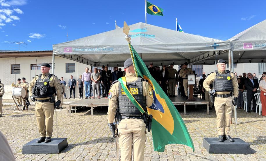 O ato marcou a entrega do comando do tenente-coronel Luiz Alexandre Murbach Soares ao major Paulo Fernando Pires Ribeiro