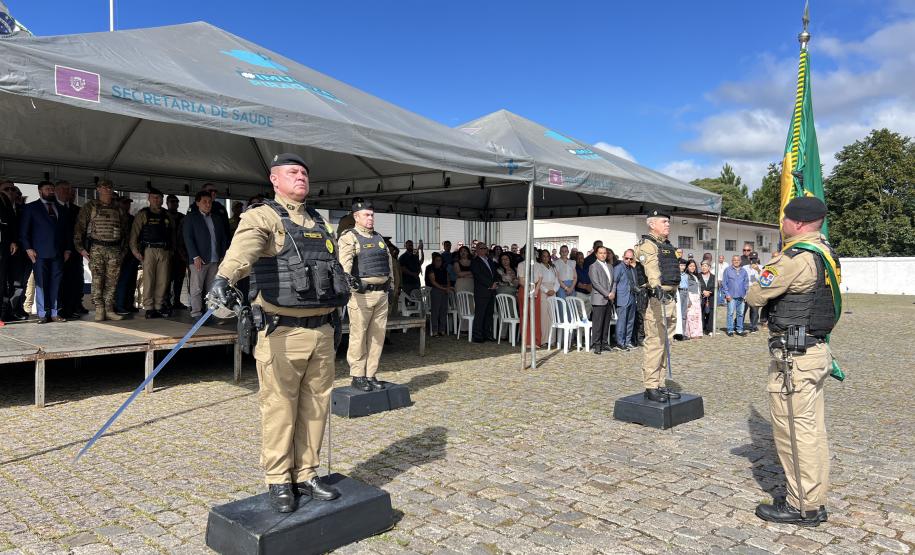 O ato marcou a entrega do comando do tenente-coronel Luiz Alexandre Murbach Soares ao major Paulo Fernando Pires Ribeiro