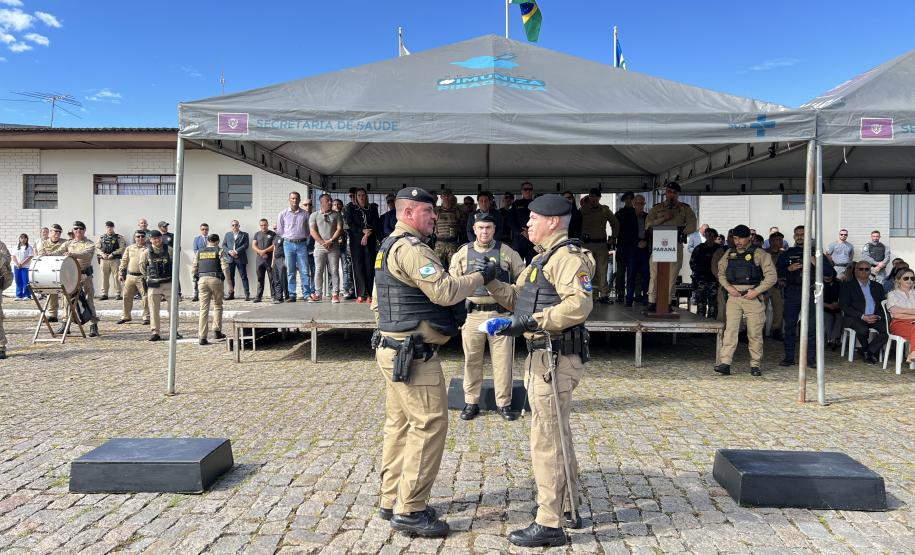O ato marcou a entrega do comando do tenente-coronel Luiz Alexandre Murbach Soares ao major Paulo Fernando Pires Ribeiro