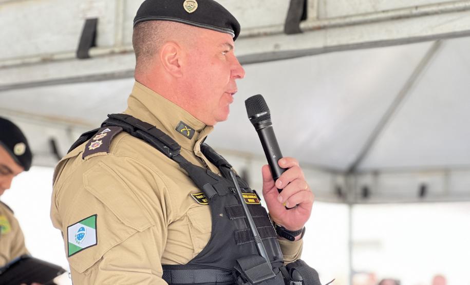 O ato marcou a entrega do comando do tenente-coronel Luiz Alexandre Murbach Soares ao major Paulo Fernando Pires Ribeiro