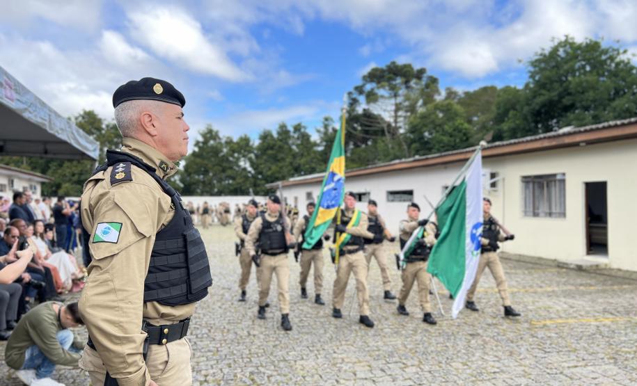 O ato marcou a entrega do comando do tenente-coronel Luiz Alexandre Murbach Soares ao major Paulo Fernando Pires Ribeiro