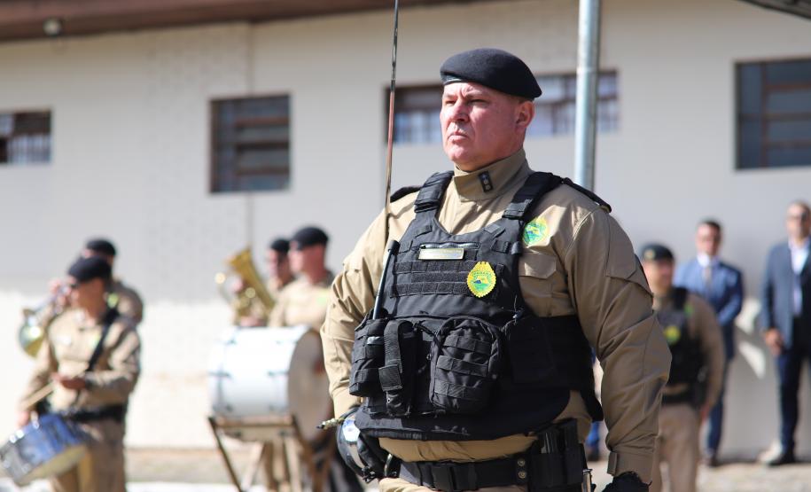 O ato marcou a entrega do comando do tenente-coronel Luiz Alexandre Murbach Soares ao major Paulo Fernando Pires Ribeiro