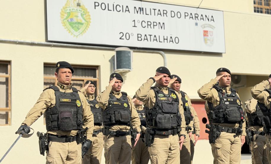 Durante a solenidade, foi ressaltada a trajetória do 20º BPM, criado em 7 de junho de 2006