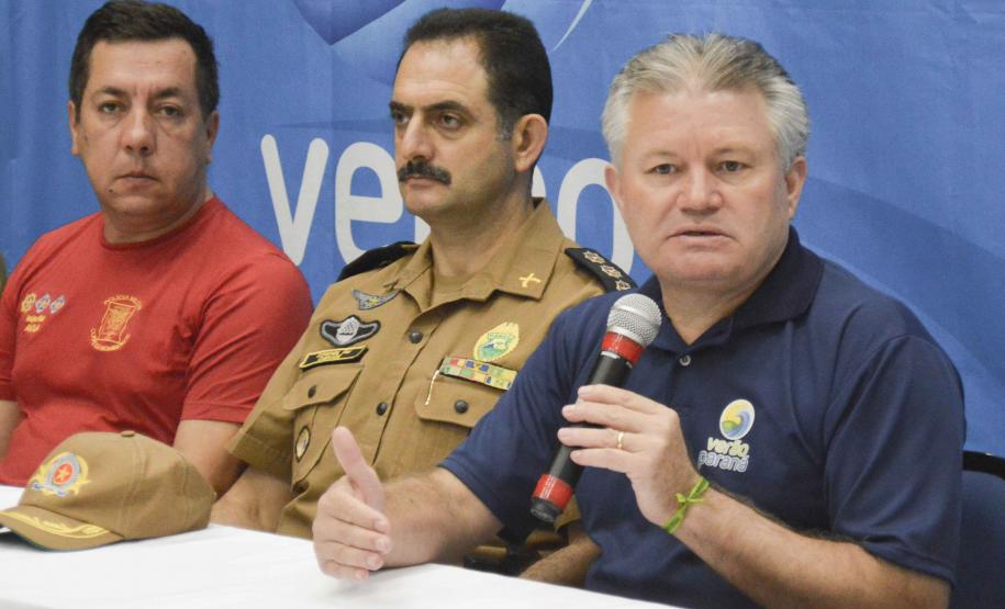 05 02 18 MatinhosDa esquerda para direita Major Edson Oliveira Avila Subcomandante do 8ºGBCel QOPM Chehade Elias Geha Comandante do 6º CRPMCel QOPM Élio de Oliveira Manoel  Secretário Chefe da Casa Militar e Coordenador Geral do Verão Paraná