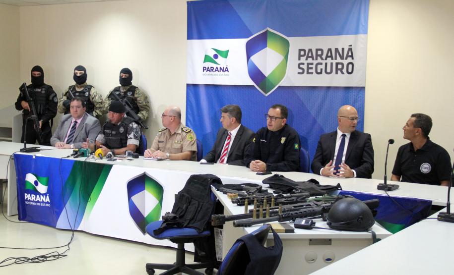 Curitiba, 06 de Fevereiro de 2018. Coletiva de imprensa SESP sobre a tentativa de roubo à carros fortes nos Campos Gerais.