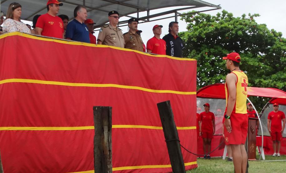 Da Esuerda para direita:Cel. QOBM Fabio Mariano de Oliveira Comandante do Corpo de Bombeiros /Cel. QOPM Élio de Oliveira Manoel Secretário Chefe da Casa Militar e Coordenador Geral do Verão Paraná / Cel. QOPM Maurício Tortato Comandante geral da polícia Militar /Cel. QOPM Chehade Elias Geha Comandante do 6º CRPM