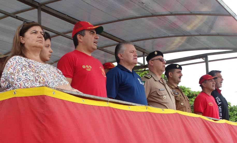 Cel. QOBM Fabio Mariano de Oliveira Comandante do Corpo de Bombeiros /Cel. QOPM Élio de Oliveira Manoel Secretário Chefe da Casa Militar e Coordenador Geral do Verão Paraná / Cel. QOPM Maurício Tortato Comandante geral da polícia Militar /Cel. QOPM Chehade Elias Geha Comandante do 6º CRPM