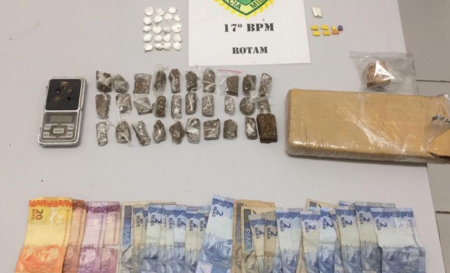 Jovem é abordado na RMC e Polícia Militar apreende maconha, crack, cocaína, ecstasy e dinheiro