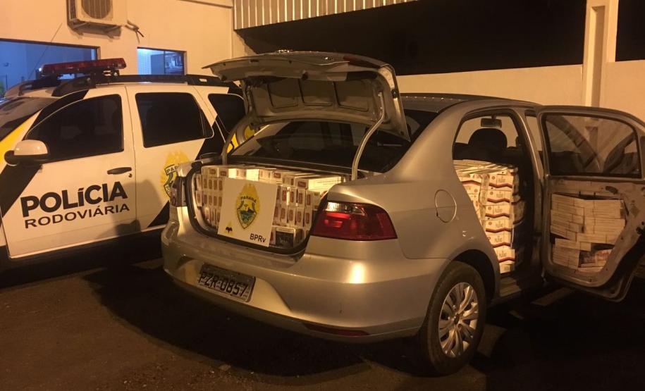PM apreende cigarros e veículo após acompanhamento tático em Iporã (PR), no Noroeste do estado