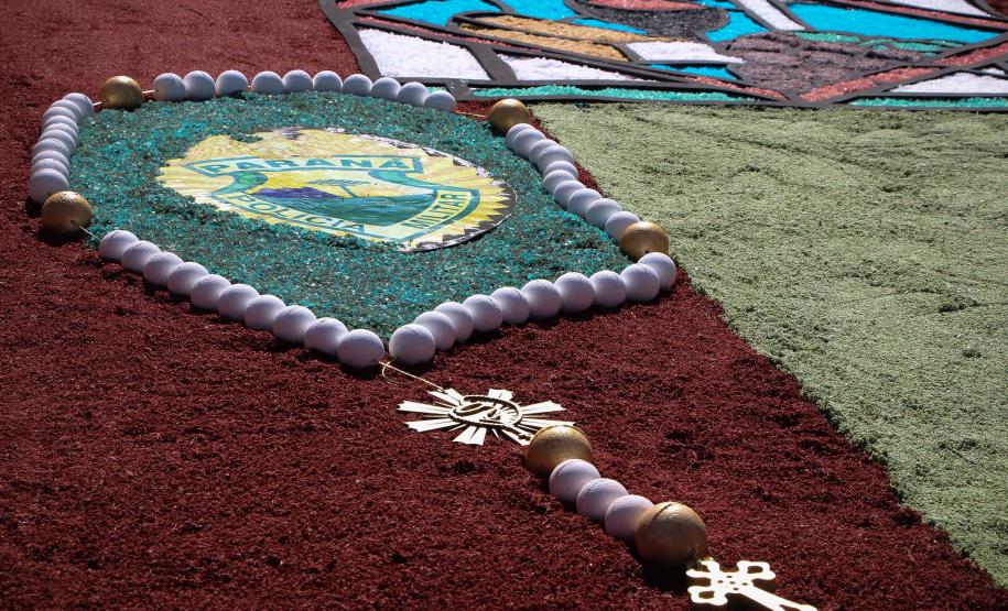 Curitiba, 31 de maio de 2018. Montagem do tapete Corpus Christi