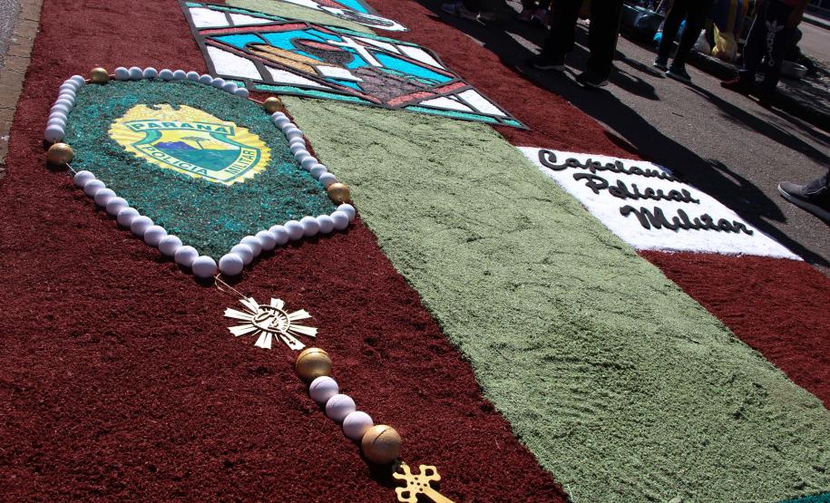 Curitiba, 31 de maio de 2018. Montagem do tapete Corpus Christi