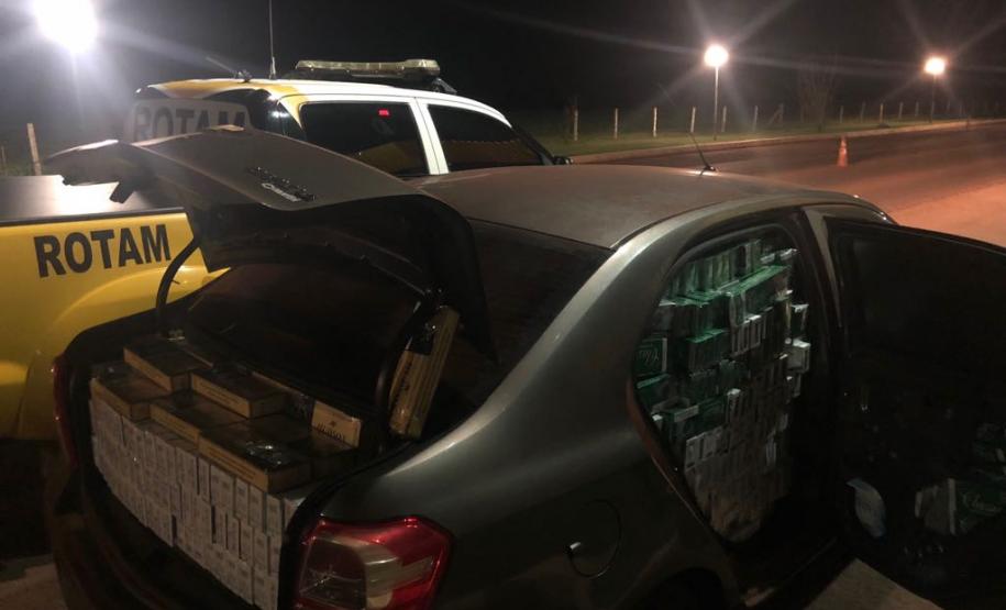 BPRv apreende 15 mil maços de cigarros dentro de um carro no Oeste do estado