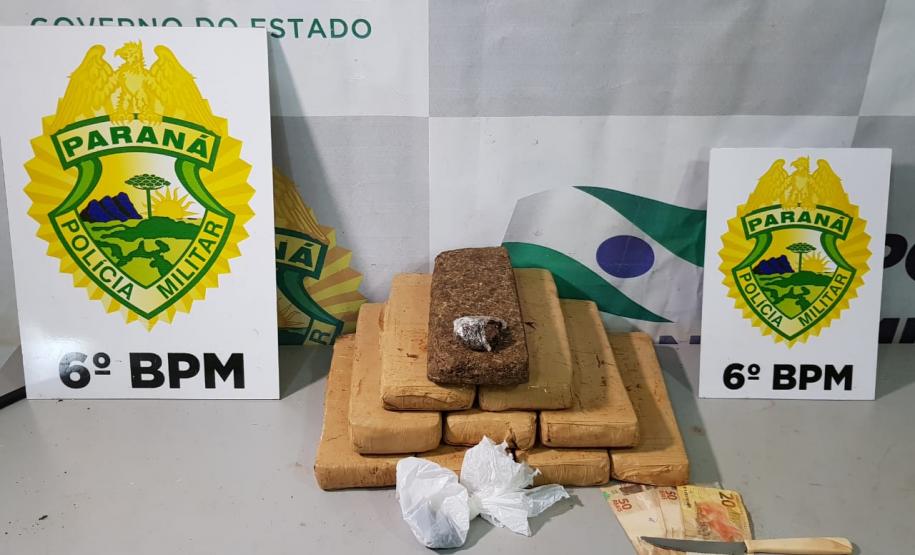 Mais de seis quilos de maconha são apreendidos pela PM de Cascavel (PR); suspeito é encaminhado