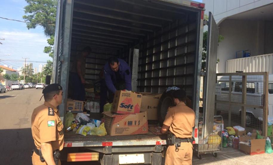 Ação integrada da PM com a comunidade resulta na coleta de mais de três toneladas de donativos