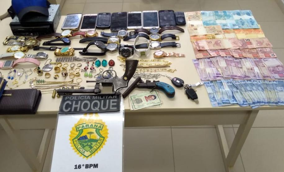 Objetos roubados em sequência são recuperados pela PM de Guarapuava (PR); três suspeitos são encaminhados