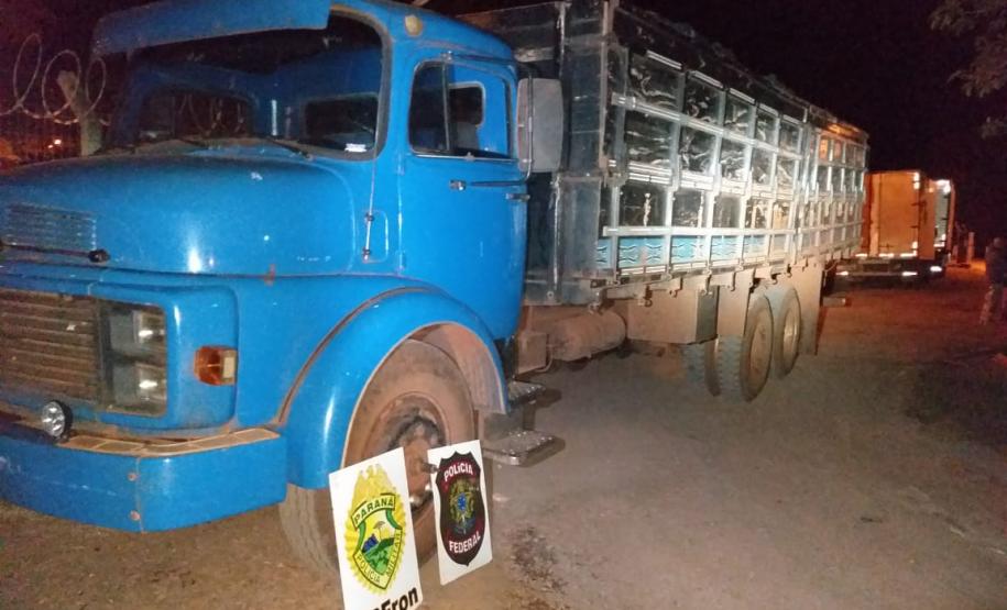 Várias caixas de cigarro são apreendidas dentro de um caminhão em Mercedes (PR) Várias caixas de cigarro são apreendidas dentro de um caminhão em Mercedes (PR)