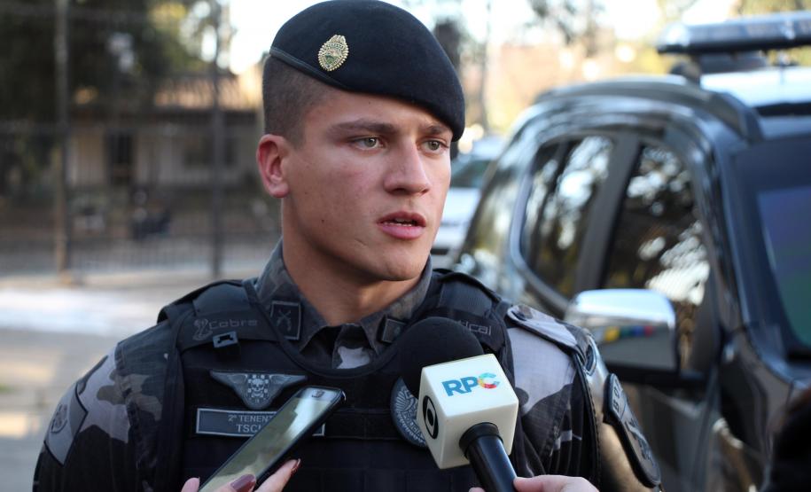 Colombo, 09 de julho de 2019. BOPE prende autores de roubo de veículos de luxo. Foto: Tenenete Raphael Tschumi concede entrevista à RPC.