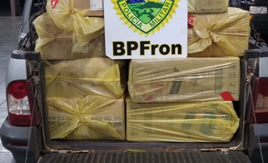 Carro carregado com cigarros contrabandeados é apreendido por policiais militares do BPFron no Oeste do estado