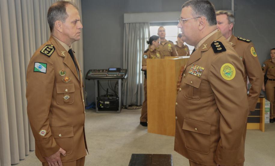 Curitiba, 30 de julho de 2019.  Passagem de Comando Diretoria de Finanças. Foto: Cel Moraes e Cel Mauricio passando Comando da D.F.
