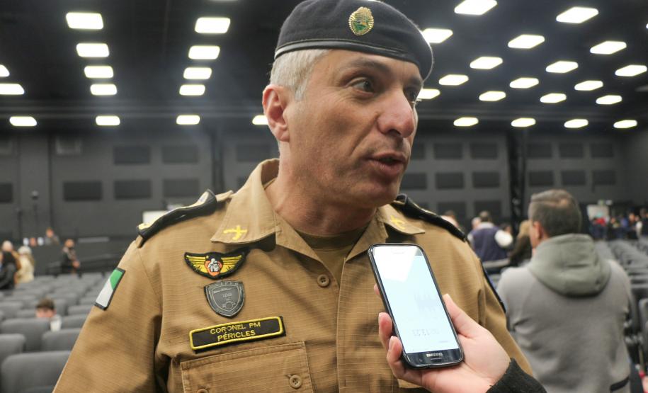 Curitiba, 04 de agosto de 2019.  Culto da Policia Militar Comunidade Alcance Foto: entrevista Comandante Geral Coronel Pericles de Matos.