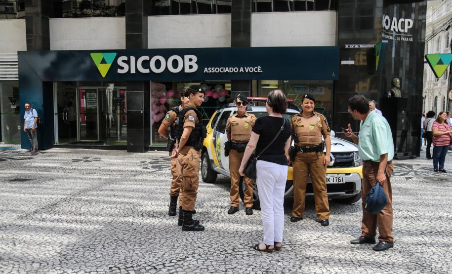 Policiais Militares em ocorrência nesta sexta-feira (8) Dia Internacional da Mulher no centro de Curitiba.   Curitiba, 08/03/2019 -  Foto: Geraldo Bubniak/ANPr