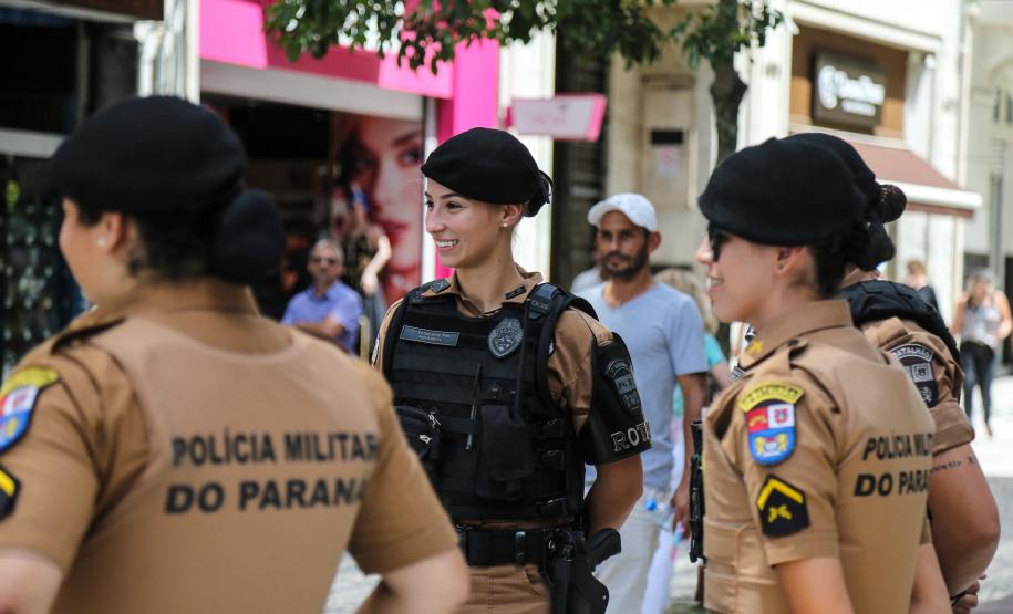 Policiais Militares em ocorrência nesta sexta-feira (8) Dia Internacional da Mulher no centro de Curitiba.   Curitiba, 08/03/2019 -  Foto: Geraldo Bubniak/ANPr