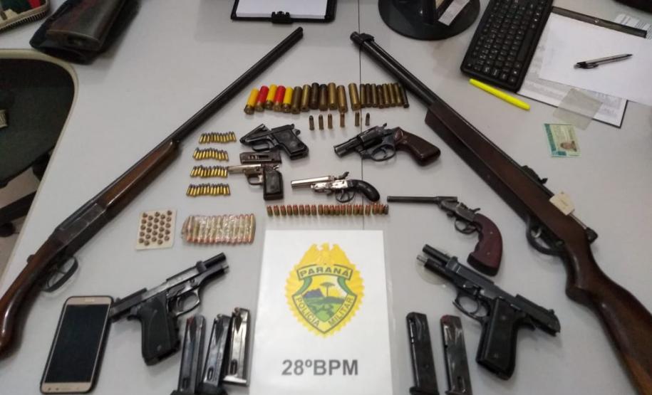 Denúncia leva PM a apreender nove armas de fogo e 139 munições no Sudeste do estado