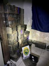 BPFRON apreende mais de meia tonelada de maconha dentro de uma casa em Guaíra, nesta quinta-feira (26).