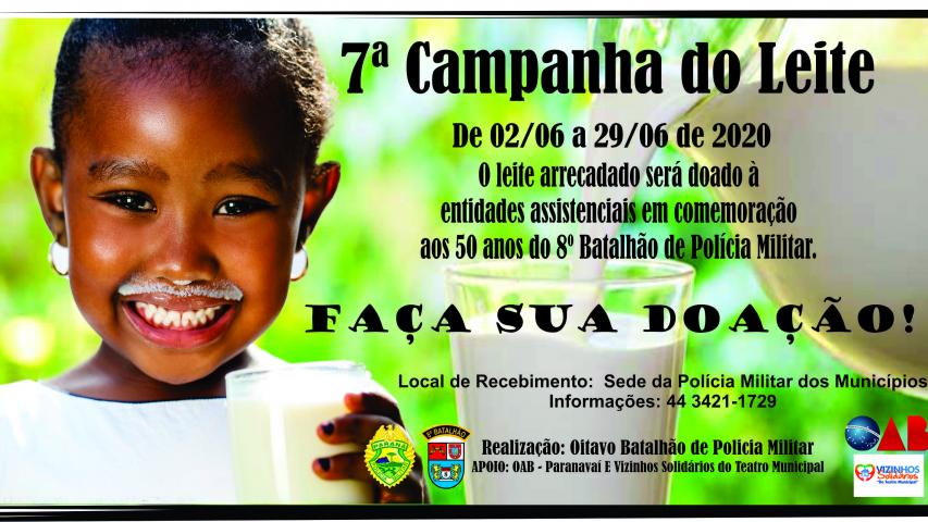 PM lança campanha de arrecadação de leite em Paranavaí, no Noroeste do estado
